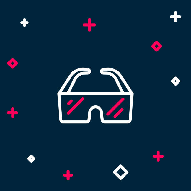 istock Line Safety goggle glasses icon isolated on blue background. Colorful outline concept. Vector 1371348590