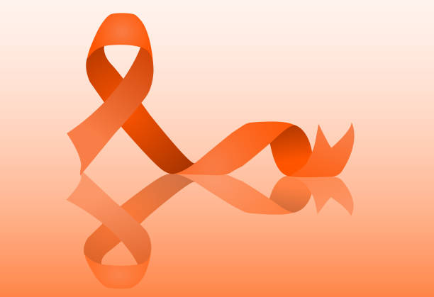 ilustracja wektorowa pomarańczowej wstążki do kampanii wsparcia i uświadamiających - kidney cancer stock illustrations