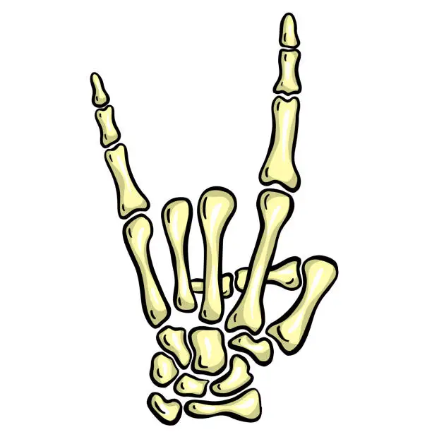 Vector illustration of Cartoon Skeleton Hand Gesture Illustration Vector for Halloween