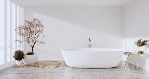 istock The Bath on empty room interior japanese style.3D rendering 1371351177