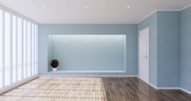 istock Cleaning room, Modern room empty mint wall on tiles floor. 3D rendering 1371351206