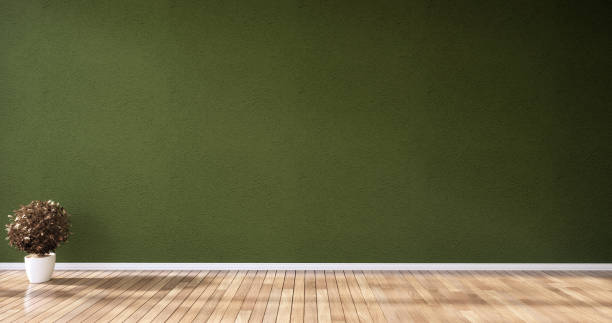 istock Cleaning room, Modern room empty green wall on tiles floor. 3D rendering 1371351302
