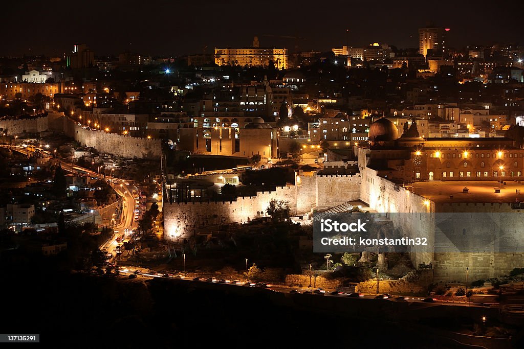 Nacht in der Altstadt von Jerusalem, Temple Mount mit Al-Aqsa - Lizenzfrei Architektur Stock-Foto