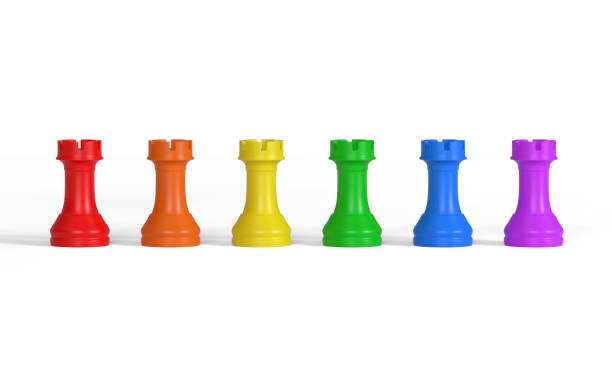 istock Row of multicolored rooks 1371354272