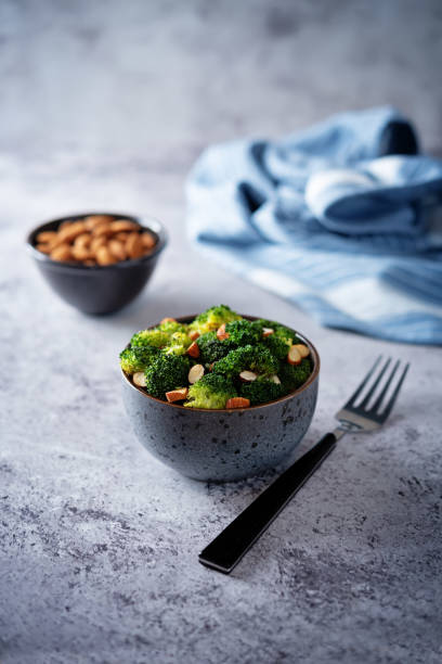istock Roasted Broccoli with almond slices in a plate 1371357916