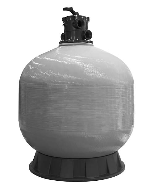 istock Water filter for the pool, Filter unit for cleaning water from mechanical impurities, gray tank. 1371359780