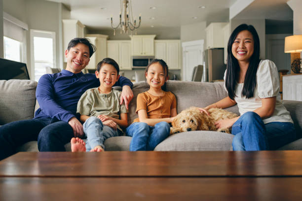 семья дома - family dog happiness pets стоковые фото и изображения