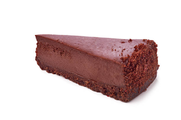 istock Slice of chocolate cheesecake on white 1371360227