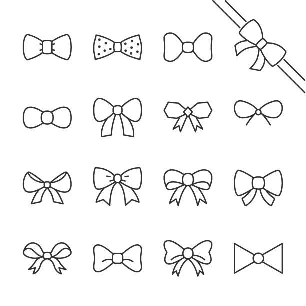 zestaw ikon łuku. muszka, udekoruj, wstążka . edytowalny obrys linii - bow tie stock illustrations