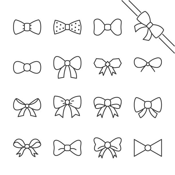 ilustrações de stock, clip art, desenhos animados e ícones de bow icons set. bow tie, decorate, ribbon . line  editable stroke - laço nó ilustrações