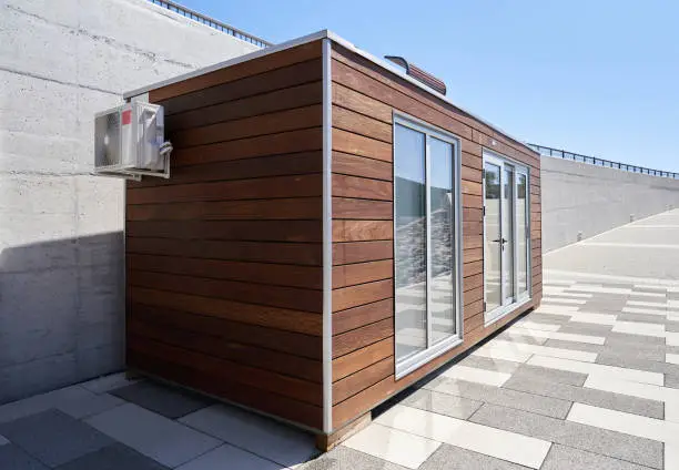 Small modular portable building an office for workers or security