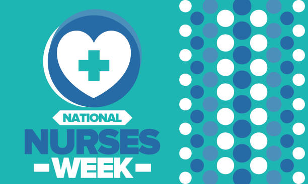 National Nurses Week. Medical and health care concept. Fighters against viruses and diseases. Thank you nurses. In honour of the nurses and doctors. Celebrated annual in United States. Vector poster National Nurses Week. Medical and health care concept. Fighters against viruses and diseases. Thank you nurses. In honour of the nurses and doctors. Celebrated annual in United States. Vector poster week stock illustrations