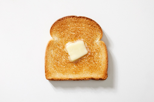 Toasted White Bread with Melted Butter and Clipping Path