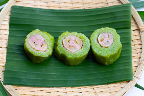 istock Thai dessert, Steamed sticky rice with banana 1371379719