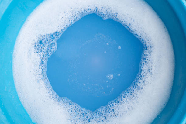 istock Frame made of detergent foam bubble. Top view 1371380063