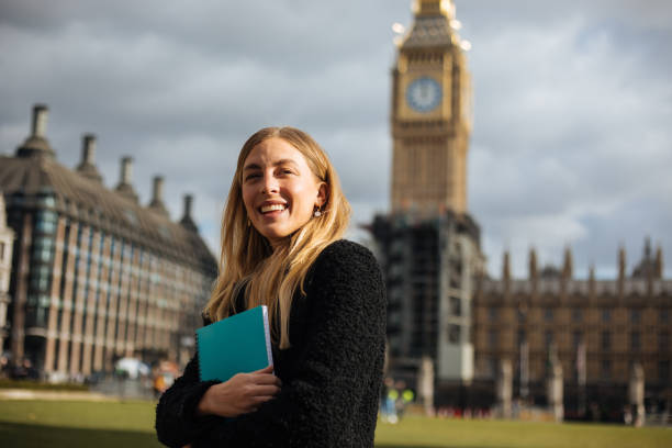 istock Happy female student in London 1371381155