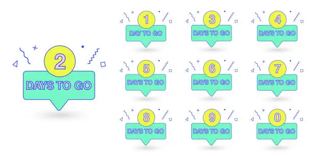 Vector illustration of Countdown left days banner. Count time sale. Nine, eight, seven, six, five, four, three, two, one, zero days to go. Vector