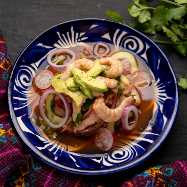 istock Shrimp ceviche with avocado. Mexican food 1371386161