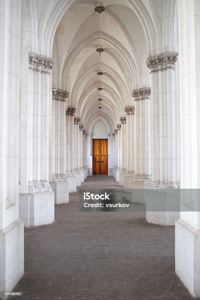 columns corridor of columns in the church Architectural Column Stock Photo