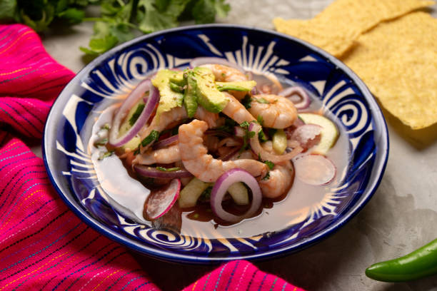 istock Shrimp ceviche with avocado. Mexican food 1371388636