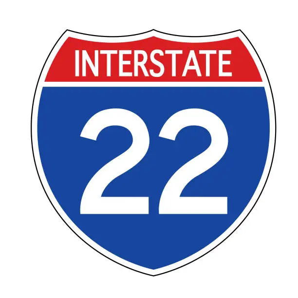 Vector illustration of Interstate 22 Road Sign