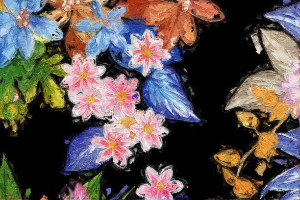 istock Abstract beautiful oil painting flower vintage illustration 1371405250