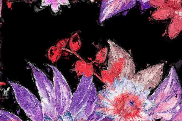 istock Abstract beautiful oil painting flower vintage illustration 1371405271