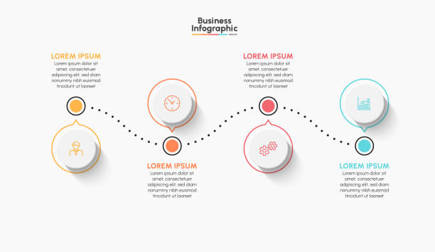 Business infographic timeline icons designed for abstract background template Business infographic timeline icons designed for abstract background template milestone element modern diagram process technology digital marketing data presentation chart Vector infographics timeline stock illustrations