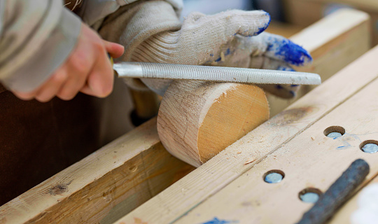 Close up of sanding wood