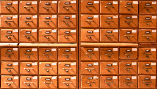 istock Wooden Library Book Filing Drawer Unit 1371412309