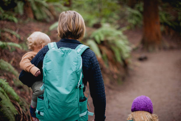 istock Mother Hiking in Forest with two children 1371426994