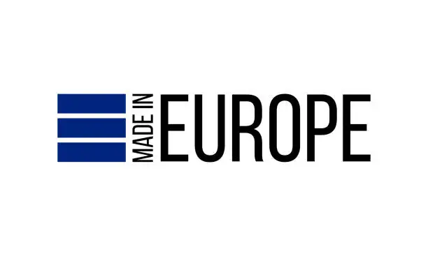 Vector illustration of made in europe, vector logo with european union flag
