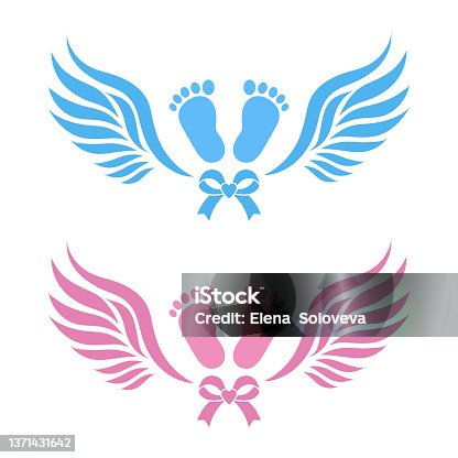 istock emblem footprints of a newborn baby boy and girl with wings 1371431642
