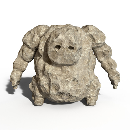 Fantasy Creature Golem. 3D Illustration. File With Clipping Path.