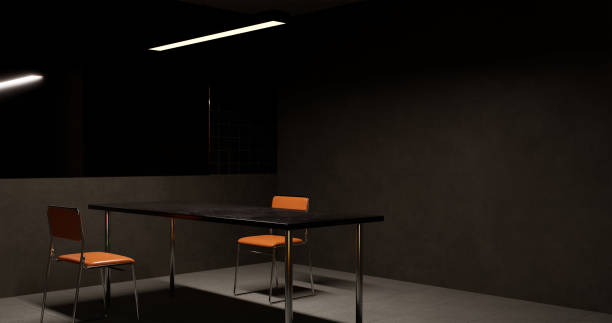 istock 3d render, 3d illustration. Empty interview room or office with waiting chairs. 1371439160