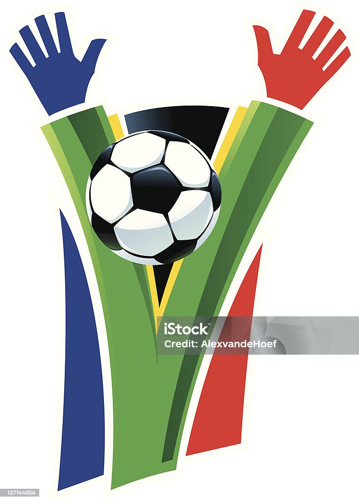 Südafrika-Flagge Fußball Fan jubeln - Lizenzfrei Südafrikanische Flagge Vektorgrafik