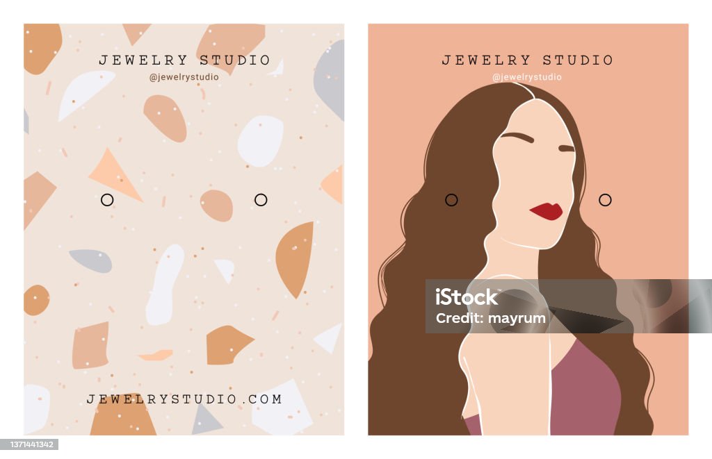 Jewelry Display Card Template Earring Display Card Illustration Of A Woman  And Abstract Background Stock Illustration - Download Image Now - iStock