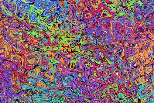 Colorful psychedelic rainbow swirls background.
