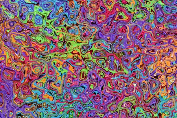 Photo of Colorful psychedelic rainbow swirls background.