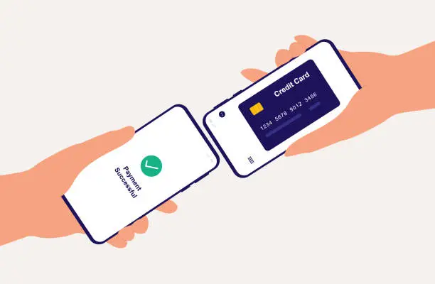 Vector illustration of Mobile Phone Tap To Pay. Contactless Payment.