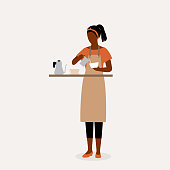 istock Black Woman Barista Making Coffee. 1371443144