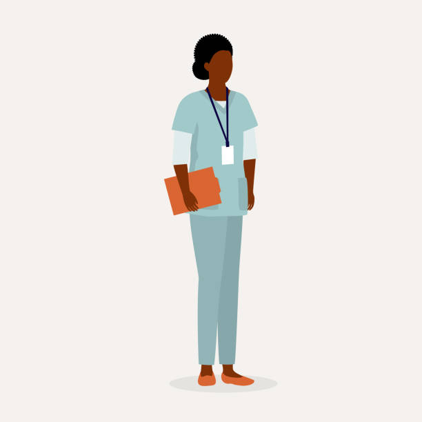 illustrations, cliparts, dessins animés et icônes de infirmière noire. profession des soins de santé. - full length clipboard african ethnicity black