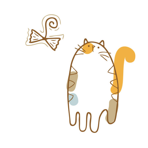 istock Hand drawn vector illustration of three-colored cute kitten and cats toy. Perfect for scrapbooking, greeting card, poster, textile and prints. Doodle style illustration for decor and design. 1371448179
