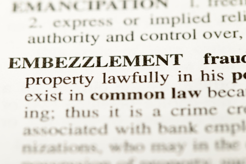 Definition of the words embezzlement from a law text book
