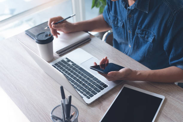 istock Business man online working from home office 1371460937