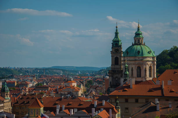 Prague's red roofs stock photo