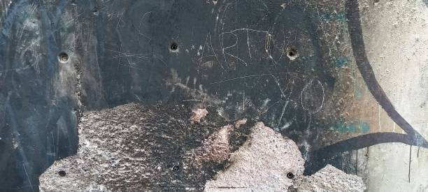 istock Old weathered painted wall background. Paint spilled burns 1371463127