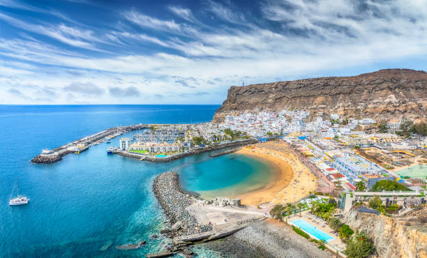 Landscape with Puerto de Mogan, Gran Canaria Landscape with Puerto de Mogan, Gran Canaria island, Spain grand canary stock pictures, royalty-free photos & images