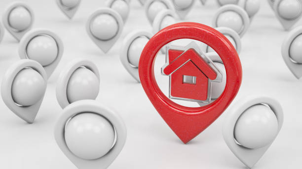 Red House Location Pin. 3d Render