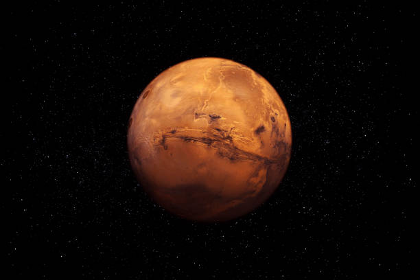 istock Red planet Mars in space with stars 1371476281